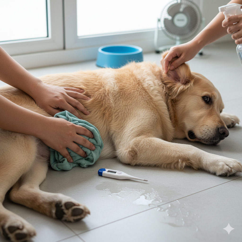 cách làm mát nhanh cho chó bị sốc nhiệt ở vùng bẹn